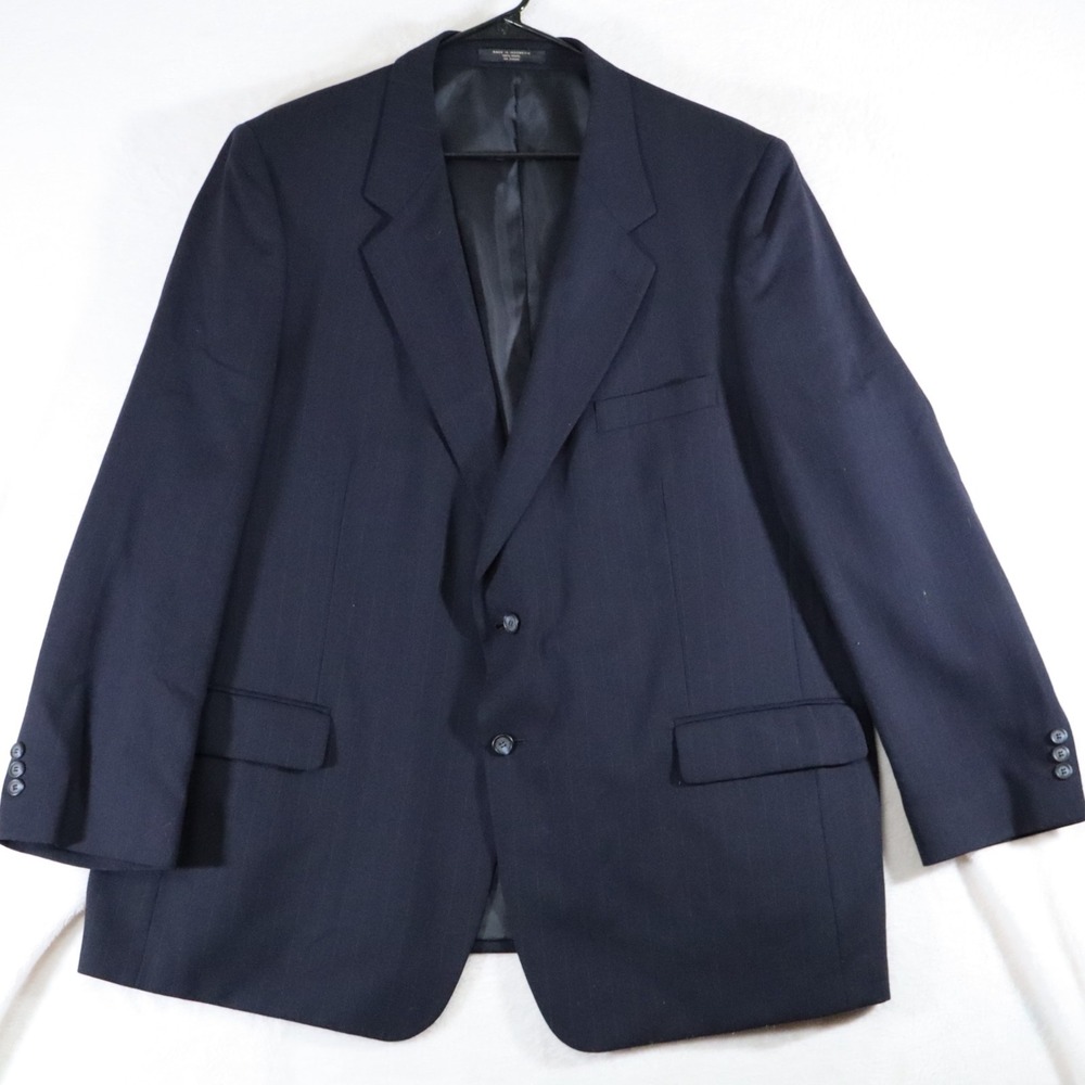 Botany 500 Men's 48R Navy Blazer Wool Blend Two Button Suit Jacket Classic
